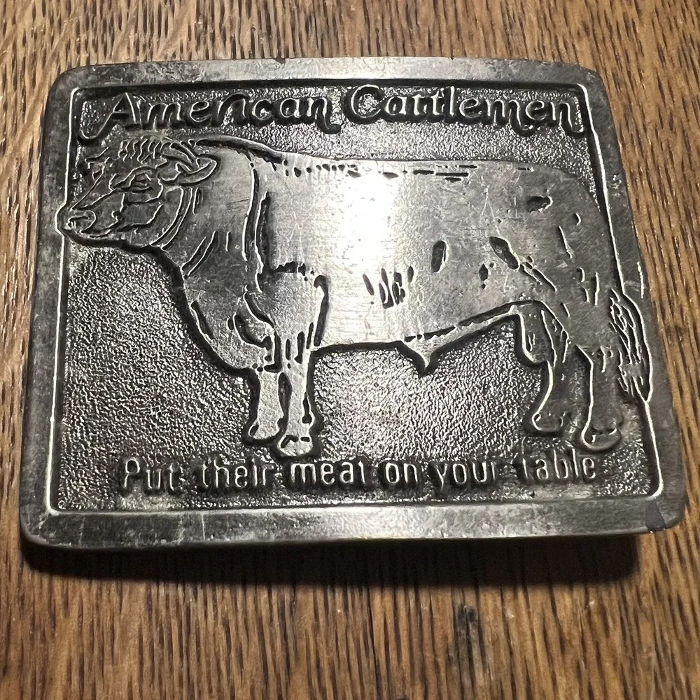 Markatron American Cattlemen Bull Pewter Belt Buckle VTG 80s EB2223 Missing Pin